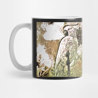 WHITE GREY COCKATOO, PARROT DECO POSTER, TROPICAL EXOTIC ART PRINT Mug